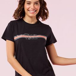 Enamor Striped Crew Neck Stretch High-Low Lounge T-Shirt-image-91