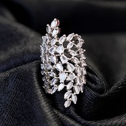Zoey Silver-Plated American Diamond-Studded Adjustable Finger Ring-image-21