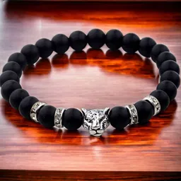 The Roadster Lifestyle Co Men Beaded Panther Leopard Punk Biker Bracelet-38