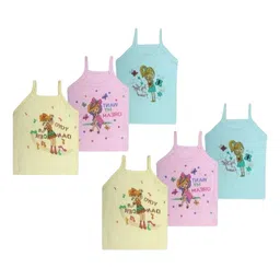 NEW TRINATH HOSIERY Infant Girls Printed Cotton Camisoles - Pack Of 6-41