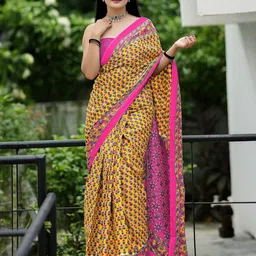 Munir Women Ethnic Motifs Pure Cotton Designer Bagru Saree-57