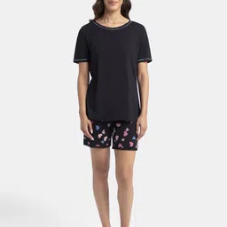 Jockey Micro Modal Cotton Short Sleeve T-Shirt and Printed Shorts Set - RX80-image-15