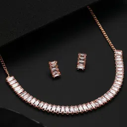 Jazz and Sizzle Rose Gold-Plated American Diamond Stone-Studded Jewellery Set-54