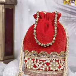 SKIMMER Embroidered Tasselled Potli Clutch-17