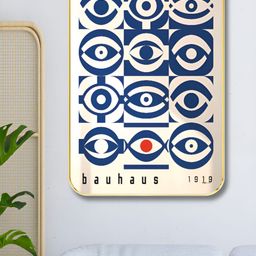 Aura Off White & Blue Bauhaus Wooden Wall Art-34