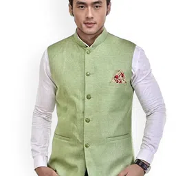 Seetoo Mandarin Collar Woven Nehru Jacket-picture-6