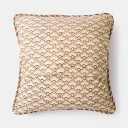 Fabindia Paro Pink & Green Geometric Printed Cotton Square Cushion Cover-10
