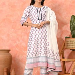 Sangria Women Floral Printed Kurta with Trousers & Dupatta-picture-35
