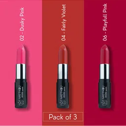 METABU Set Of 3 Intense Matte Bullet Lipsticks-4.2 g Each - 02 - 04 - 06 image 1
