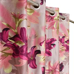 Galaxy Home Decor Purple Set of 2 Floral Long Door Curtain-picture-52