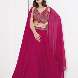Warthy Ent Embellished Beads and Stones Semi-Stitched Lehenga & Unstitched Blouse With Dupatta-17