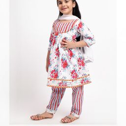 Little Dreams Baby Girls Floral Printed Pure Cotton Kurta Set with Dupatta-picture-56