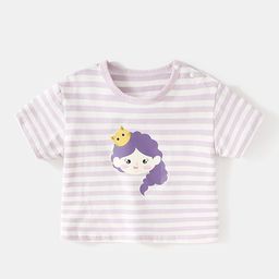 LULU & SKY Girls Striped Printed Round Neck T-shirt-image-27