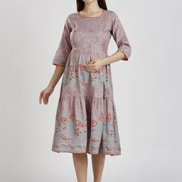 DUMMY SHAPE Women Flared Sleeves Tiering Maternity Anarkali Kurta-image-26
