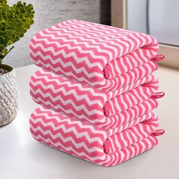 Kuber Industries Pink 3 Pieces Printed Microfiber 280GSM Ultra Absorbent Face Towels-35