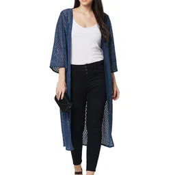 Iti Geometric Self Design Longline Open Front Shrug image 2
