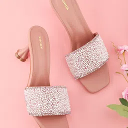 Anouk Textured Party Slim Heeled Peep Toes-80