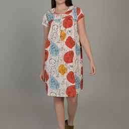 MAYSIXTY Abstract Printed Round Neck Short Sleeves Nightdress-picture-28