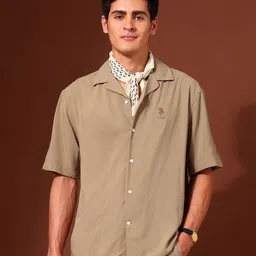 U.S. Polo Assn. Men Classic Tailored Fit Solid Cuban Collar Casual Shirt-picture-32