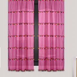 Dekor World Multicoloured Set of 2 Embellished Sheer Window Curtain-13