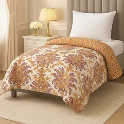 Signature Mustard & Off White Ethnic Motifs Mild Winter 600 GSM Single Bed Comforter-picture-38