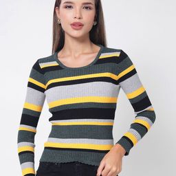 Kalt Women Striped & Ribbed Pullover-picture-42