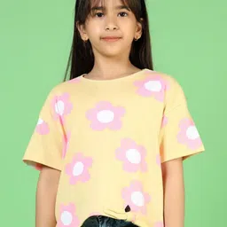 V-Mart Girls Typography Printed Applique T-shirt-picture-5