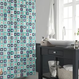 ArtzFolio Blue, Black & White Printed Waterproof Shower Curtain-18