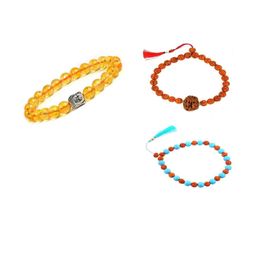 Divine souvenirs Unisex Set Of 3 Artificial Beaded Elasticated Bracelets-81
