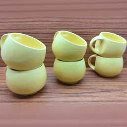 laghima jadon Yellow Solid Ceramic Matte Cups Set of Cups and Mugs-47