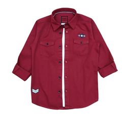 Rocket Science Boys Solid Cargo Shirt with Double Pockets-18
