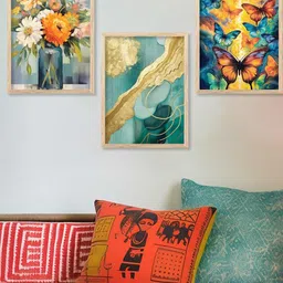WALLLANE 3 Piece Wooden Floral And Botanical Wall Paintings-picture-9