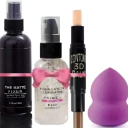 grasp Professional makeup combo kit of Matte fixer, Primer, 2in Contour stick, puff-12