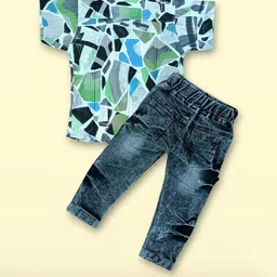 MAHI CREATION Boys Multi Color Marble Printed Casual Clothing Set-image-5