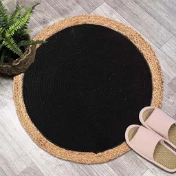 Kuber Industries Black & Brown 3 Pieces Jute Round Doormats-image-73