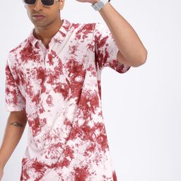 SZN Oversized Tie and Dye Polo Collar Drop-Shoulder Sleeves T-shirt-picture-33