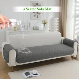 HOKIPO Grey Polyester Waterproof Sofa Cover With Arms-image-83