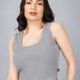 Plus Size Women Square Neck Crop Tank Top-14