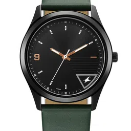 Fastrack Men Brass Dial & Leather Straps Analogue Watch 3317NL01-17