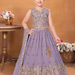 Lagorii Luxe Girls Embroidered Ready to Wear Lehenga & Blouse With Dupatta-picture-13