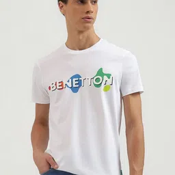 United Colors of Benetton Men Printed Pure Cotton Raw Edge T-shirt-image-37