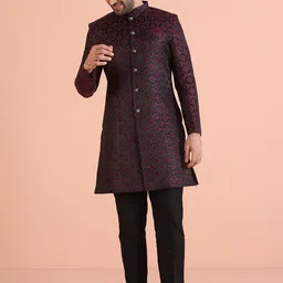 KISAH Woven Design Indowestern Sherwani Trouser Set-image-48