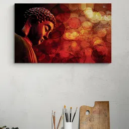 Tushaco Handicrafts Orange & Black 1 Piece Canvas Religious Wall Paintings-image-26