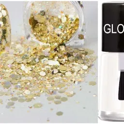 NAIL SHINY GEL WITH GOLD CHUNKY GLITTER-42
