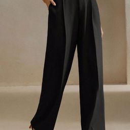 Chemistry Women Solid Relaxed Straight Leg High-Rise Pleated Trousers-picture-30