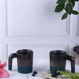 Olive Home Accents Brown & Black Printed Stoneware Matte Mugs Set of Cups and Mugs-8