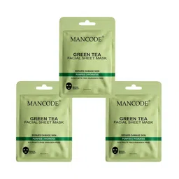 MANCODE Green Tea Set Of 3 Facial Sheet Mask - 25ml Each-16