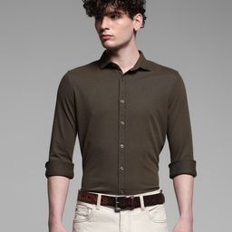 Jack & Jones Men Spread Collar Solid Cotton Slim Fit Casual Shirt-picture-20
