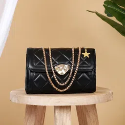 Apsis Textured PU Structured Sling Bag with Quilted image 1