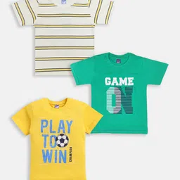 Here&Now X Game Begins Boys Typography Assorted Printed Set of 3 T-shirts-13